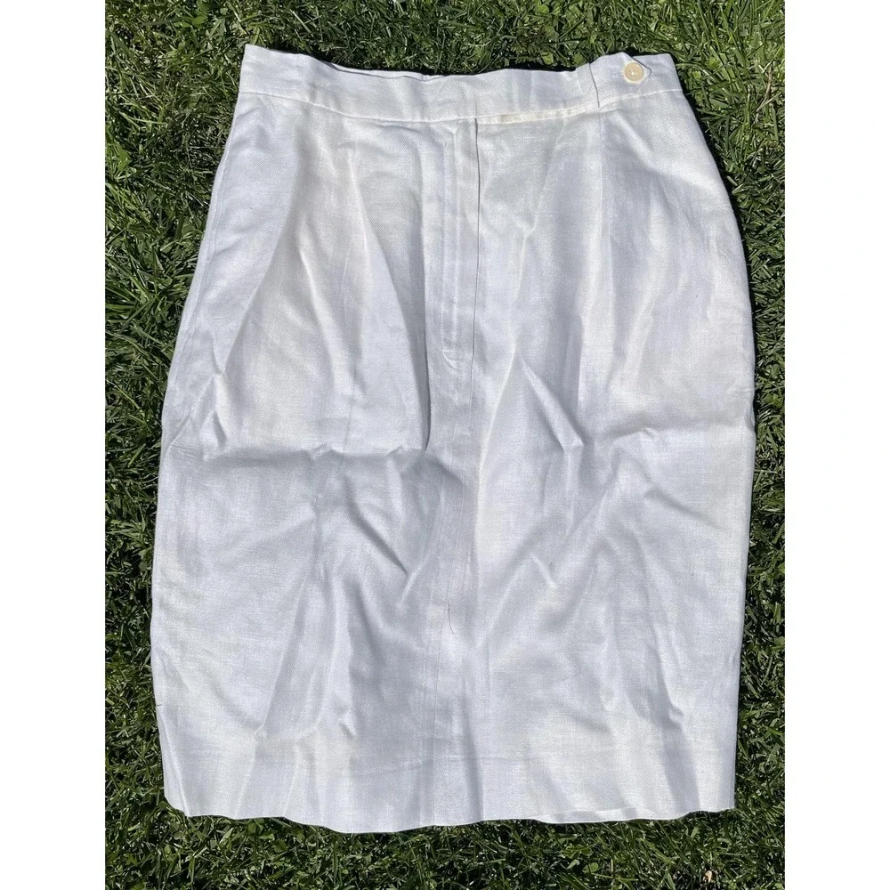 Lauren Ralph Lauren Skirt Womens‎ 6 Petite Cream Linen Pencil Lined Summer Work